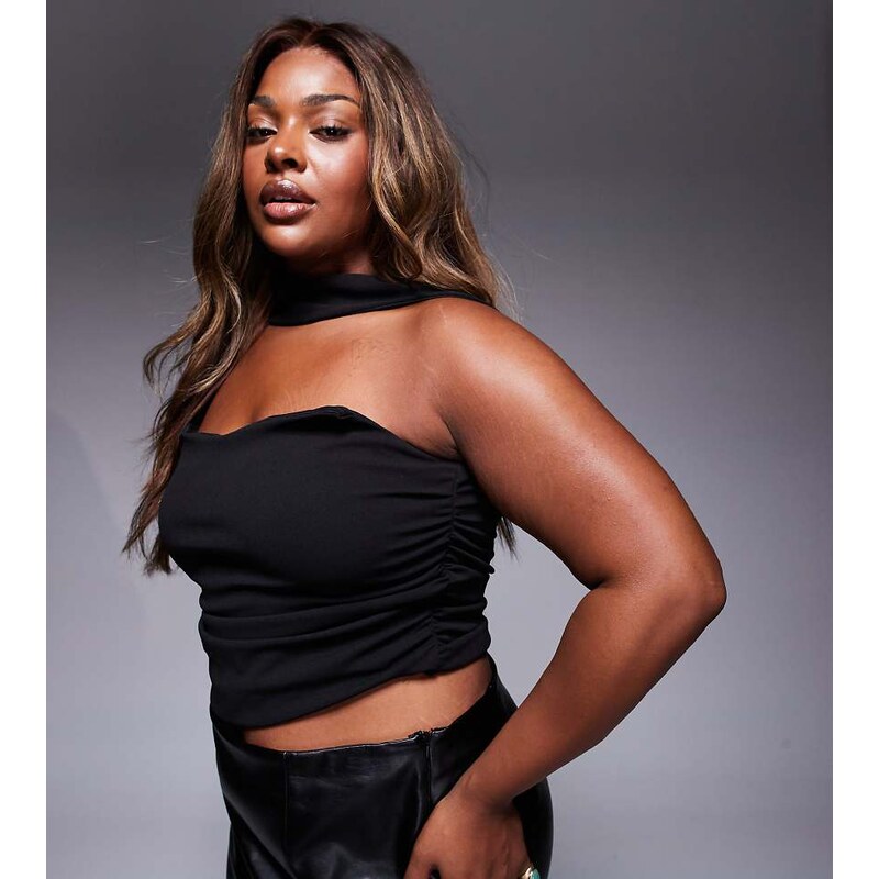 ASOS Curve ASOS DESIGN Curve bandeau top with scarf neck detail in 106281095