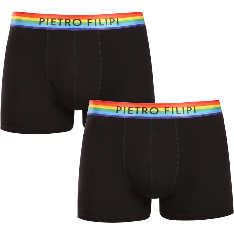2PACK pánské boxerky Pietro Filipi černé rainbow (2PBG1) 106286625