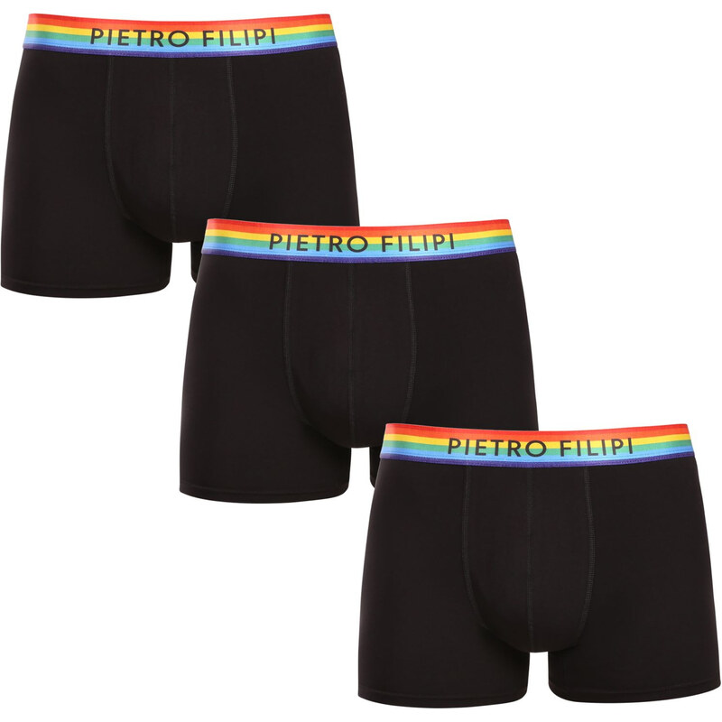 3PACK pánské boxerky Pietro Filipi černé rainbow (3PBG1)