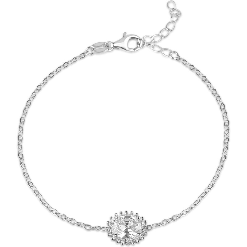 Stříbrný náramek s oválným zirkonem - Meucci SB248 106289326