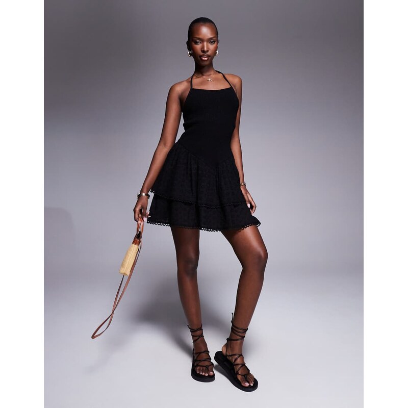 The Frolic exclusive linen blend broderie rara skirt mini dress in 106302681