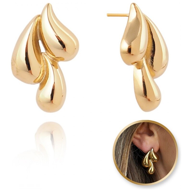 Flamenco Mystique Náušnice z nerezové oceli pokovené zlatem 14k, pecky 106292240