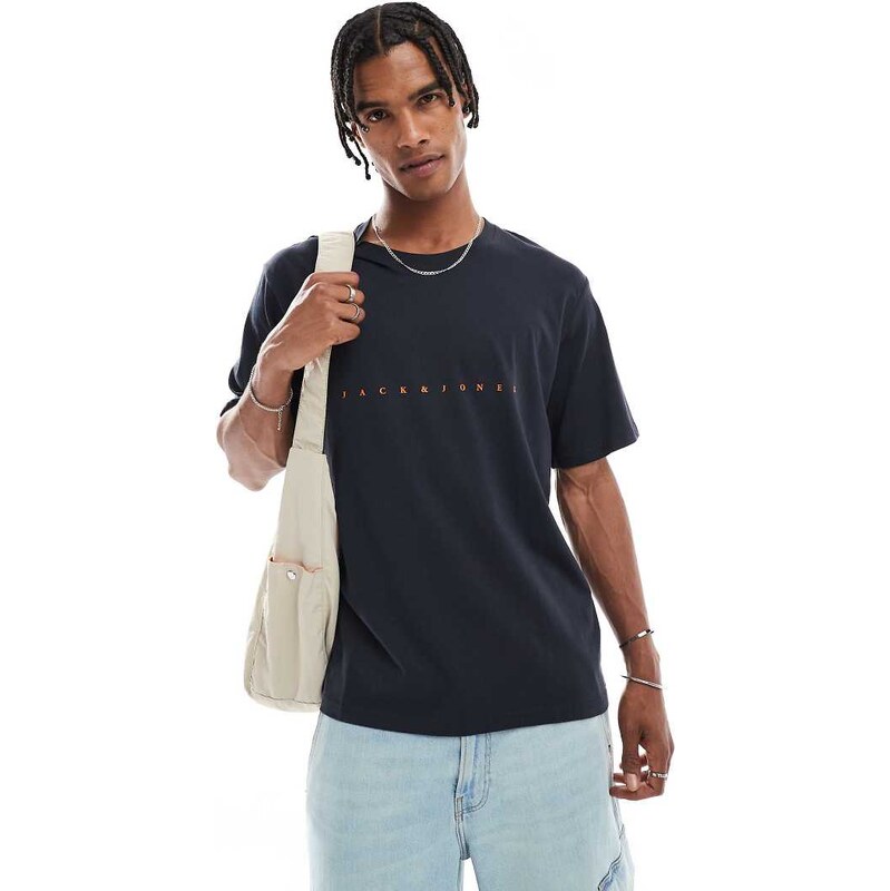Jack & Jones t-shirt with front logo in navy