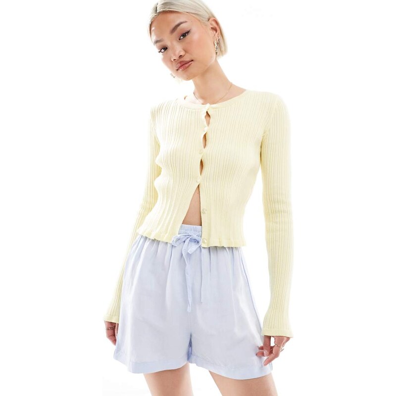 New look linen pull on short in blue 106707003