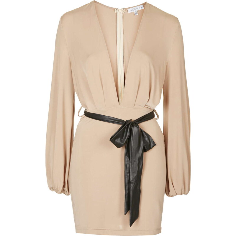 Topshop **Plunge Belted Mini Dress by Rare