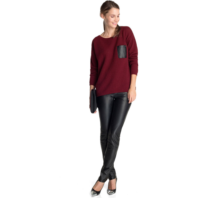 Esprit wool blend jumper with faux leather