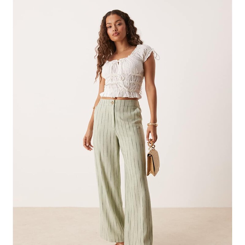 ASOS Petite ASOS DESIGN Petite relaxed straight leg trousers with 115511822