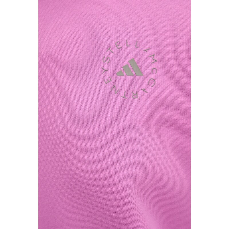 Bavlněná mikina adidas by Stella McCartney dámská, růžová barva, s aplikací, JJ0151