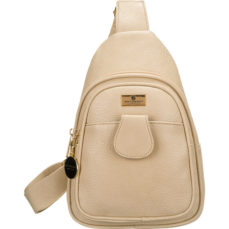 Peterson Béžová dámská crossbody kabelka s širokým látkovým popruhem 106347710
