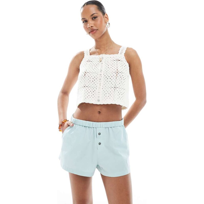 ASOS DESIGN folded waistband shorts in blue