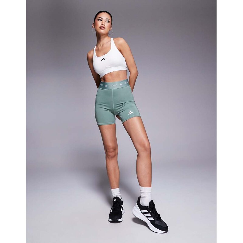 adidas performance adidas Training Tech Fit shorts in silver green 106360815