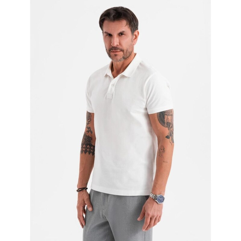 Ombre Clothing Ležérní pánská polokošile v barvě ecru V7 POSS