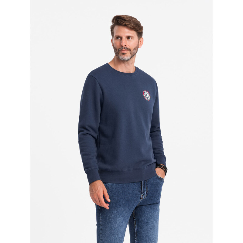 Ombre Mens non-stretch sweatshirt with college style patch -