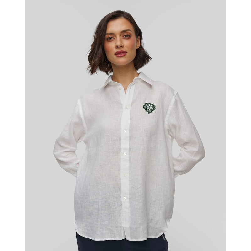 Bílá Lněná Dámská Košile Polo Ralph Lauren Wimbledon 106367865