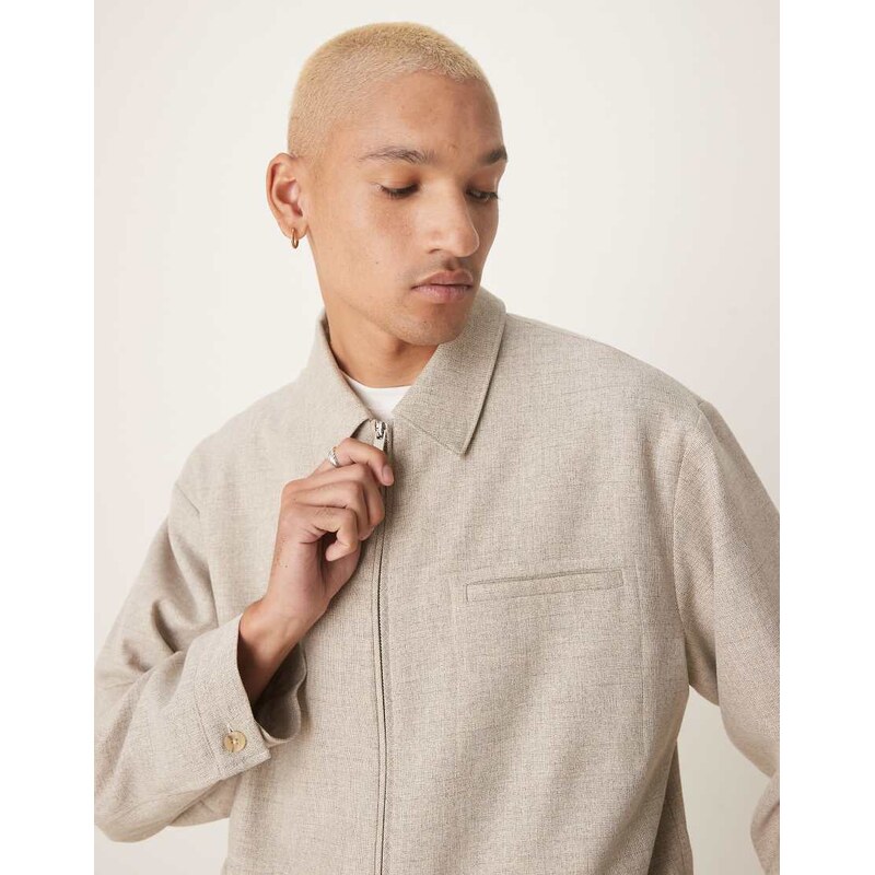 ASOS DESIGN smart co-ord blouson jacket in stone texture slub -