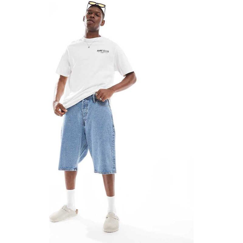 Jack & Jones baggy fit denim jorts in blue