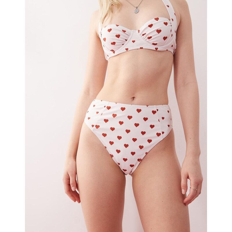 Reclaimed Vintage high waist bikini bottom with seam details in