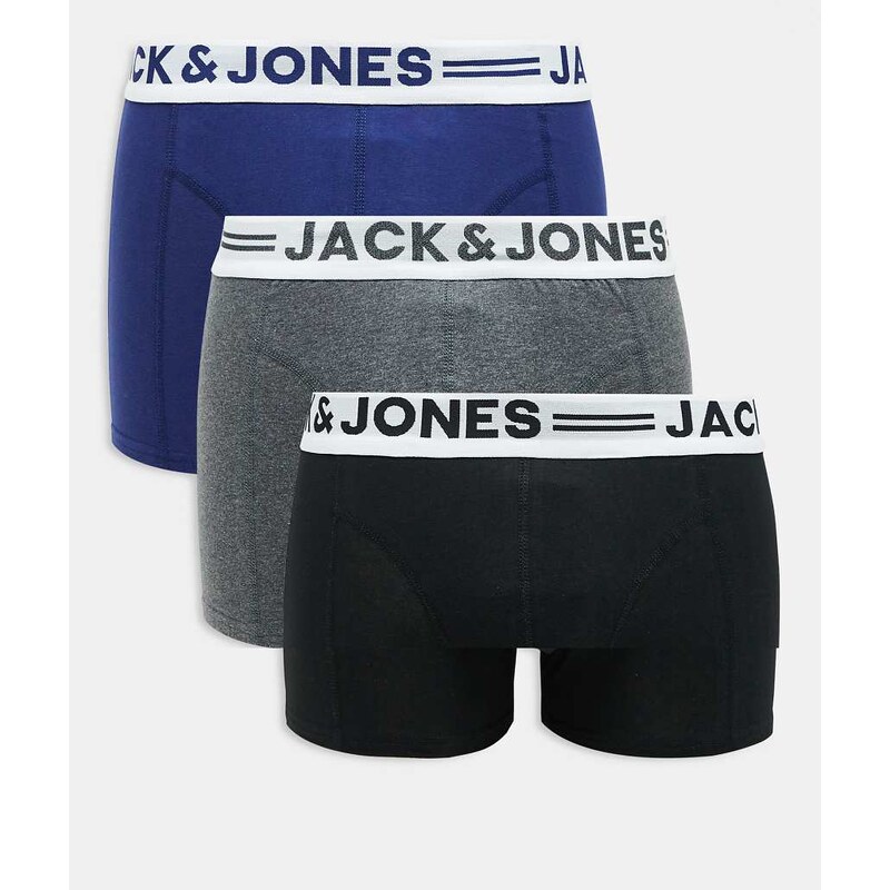Jack & Jones 3 pack trunks in blue and grey