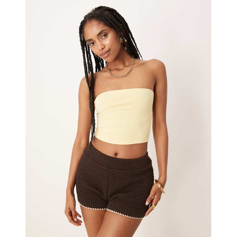 ASOS DESIGN ultimate cropped bandeau in buttermilk-Yellow