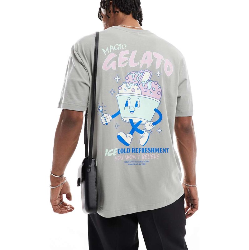 ONLY & SONS relaxed fit t-shirt with ice cream back print in