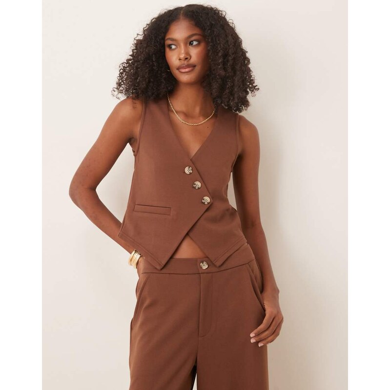 ASOS DESIGN co-ord jersey twill asymmetric waistcoat top in