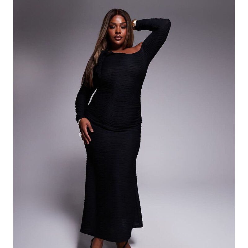 ASOS Curve ASOS DESIGN Curve long sleeve with cut out and tie detail 106400531