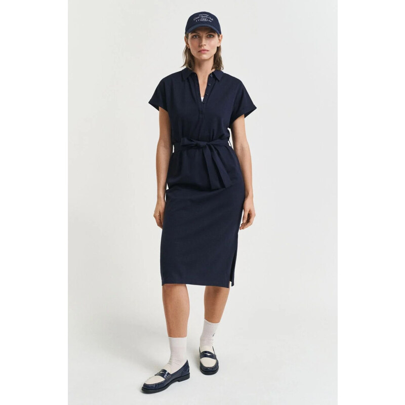 ŠATY GANT SS PIQUE POLO DRESS EVENING BLUE 105832772