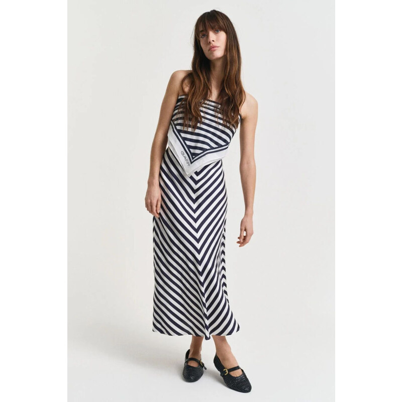 SUKNĚ GANT CHEVRON STRIPED SKIRT EVENING BLUE