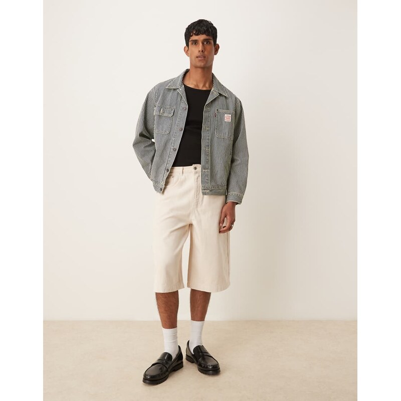 ASOS DESIGN ASOS DESGIN oversized denim jort in beige-Neutral