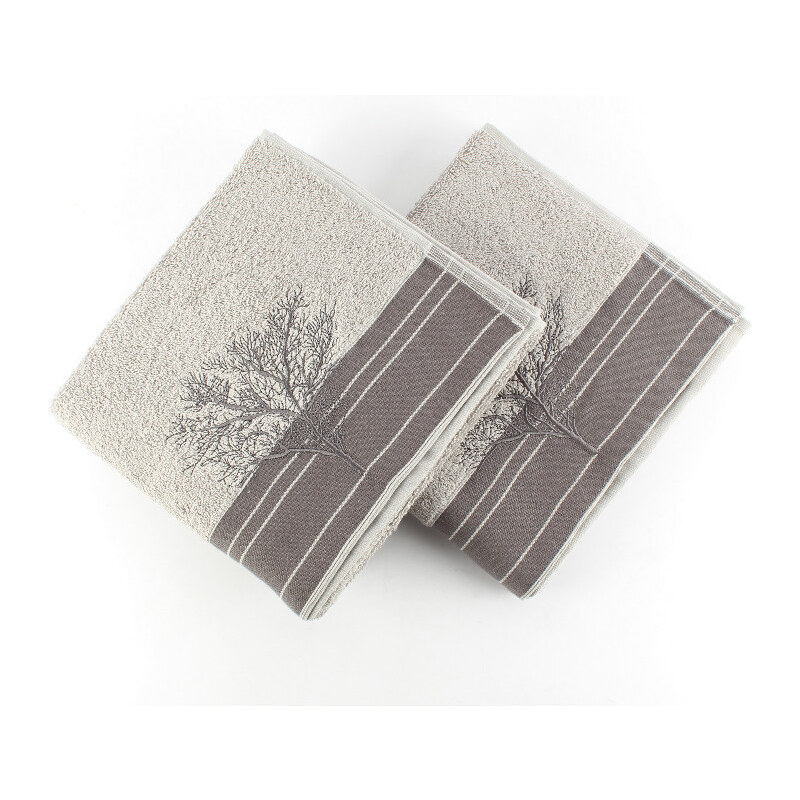 Hobby Bonami Sada 2 šedých bavlněných ručníků Infinity, 50 x 90 cm