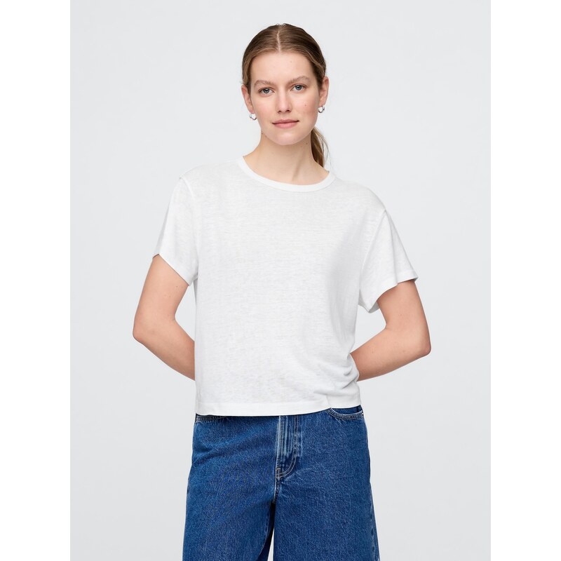 GAP Lněné crop tričko - Dámské 107098566