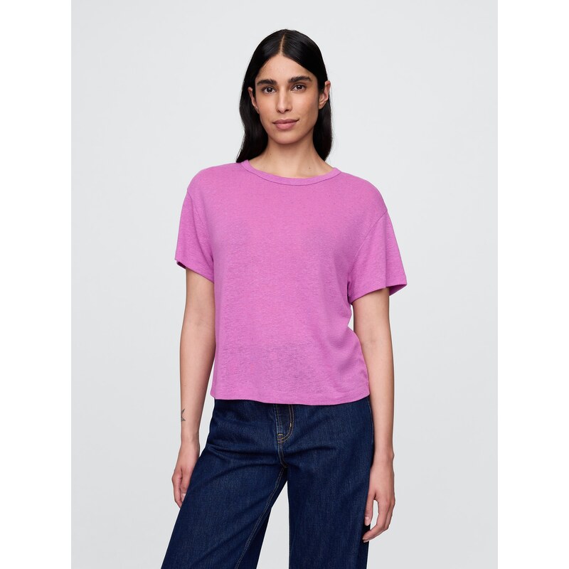 GAP Lněné crop tričko - Dámské 107098563