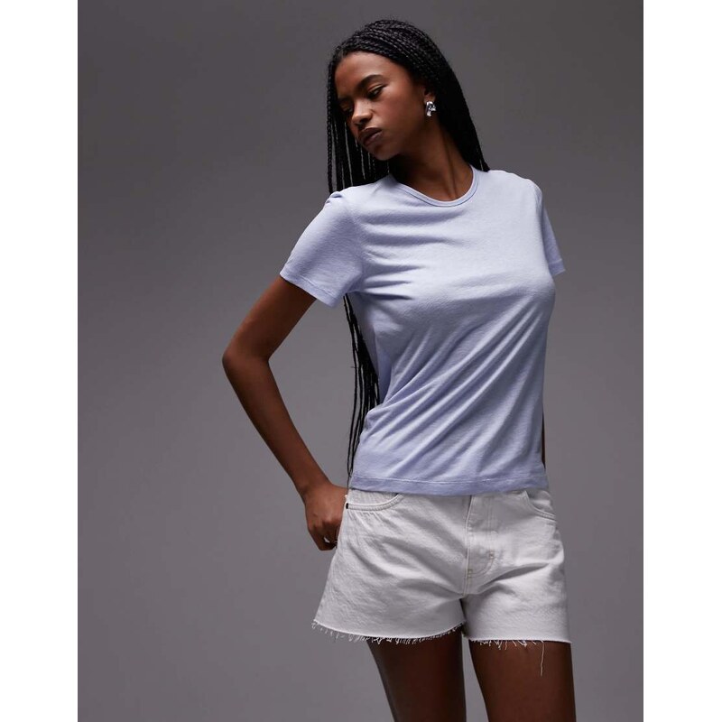 ARKET linen blend relaxed t-shirt in light blue 106385387