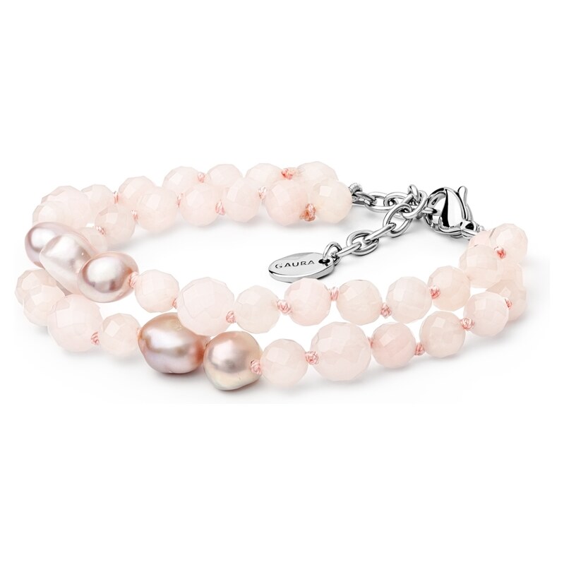 Gaura Pearls Dvojitý náramek Natalia se sladkovodní perlou a růžovým 106394016
