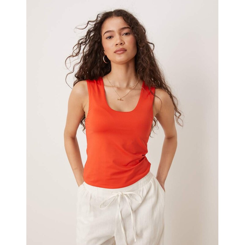 ASOS DESIGN double layer scoop neck vest in red