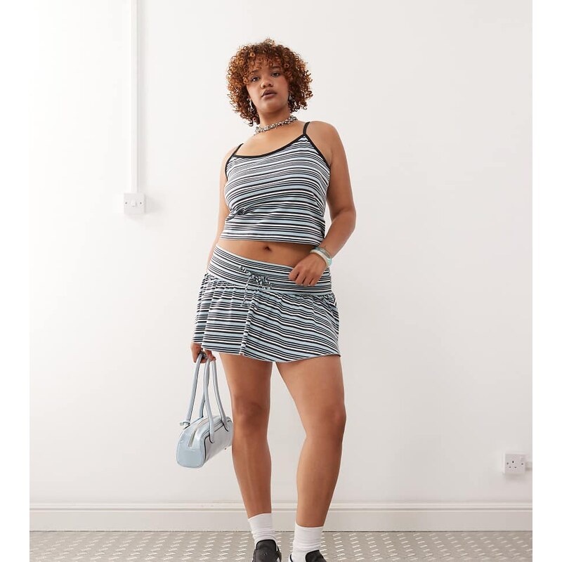 COLLUSION Plus mini stripe ruffle skirt in multi 113261375