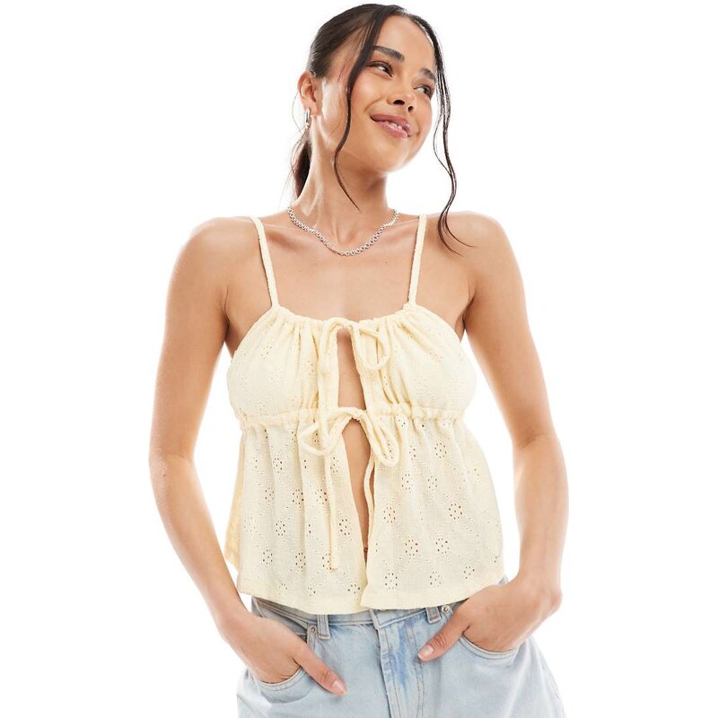 Cotton On Lola tie up cami top in lemon icing-Yellow 115715479