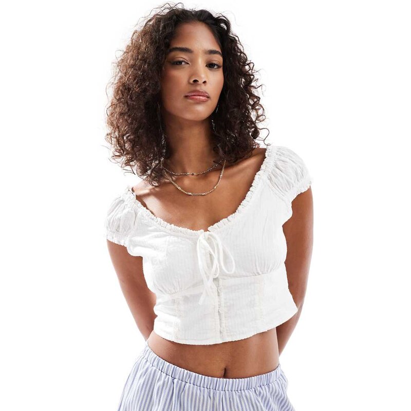 Cotton On Kara short sleeve top in white 106398661