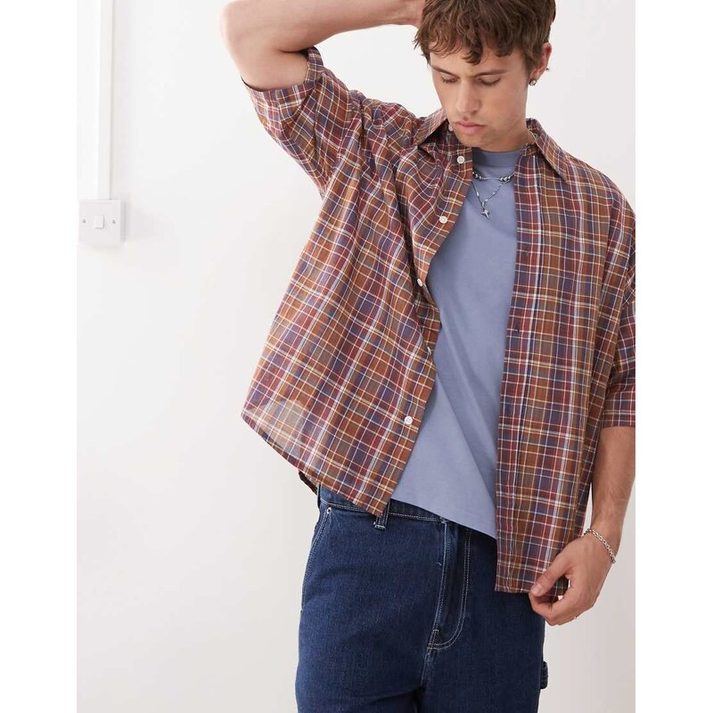 Weekday oversized shirt in red and blue check