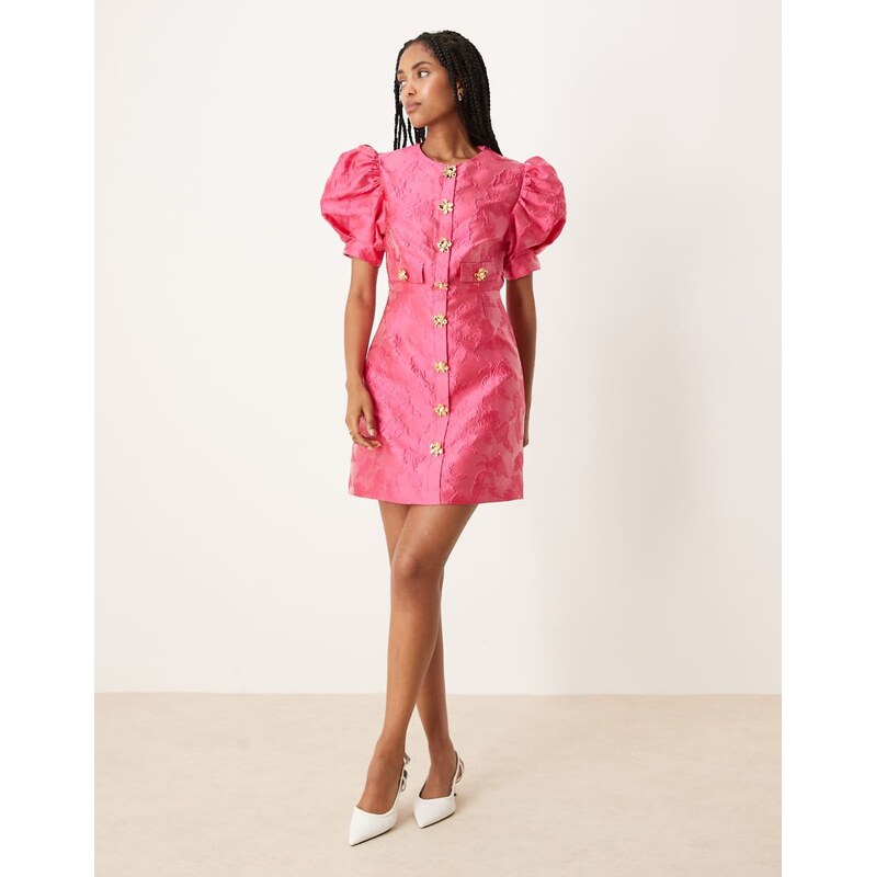 Sister Jane x ASOS Anemone jaquard mini dress in fuchsia-Pink 106398724