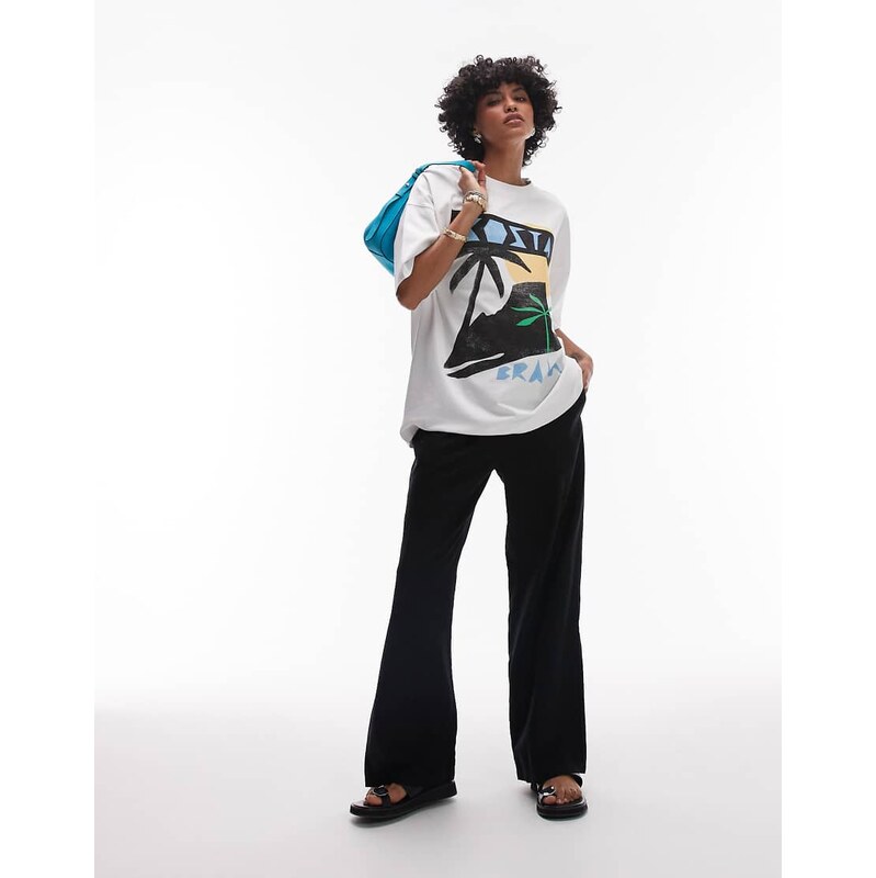 Topshop jersey graphic Costa Brava oversized t-shirt in white 106410278