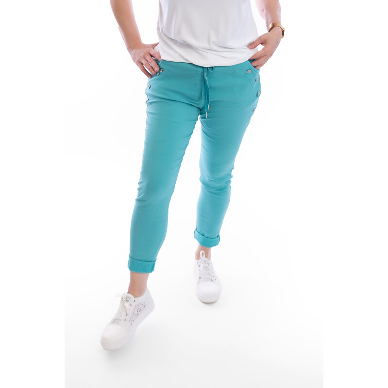 Italy fashion Pružné kalhoty LOKI Barva: tyrkysová, Velikost: UNI: M 106399503