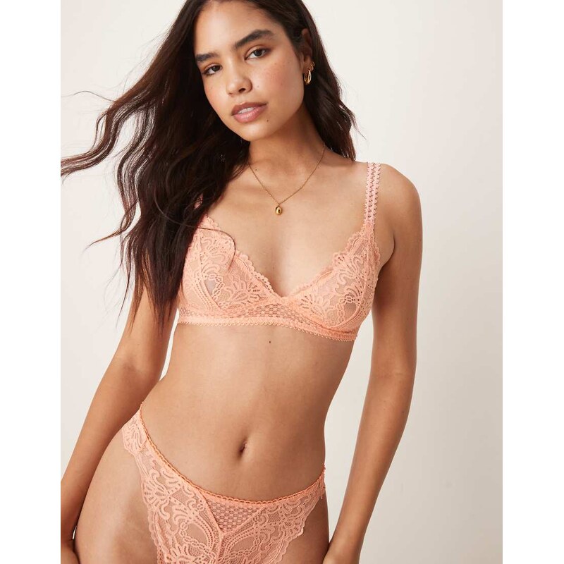 Free People lace lover bra in coral-Orange 106400436