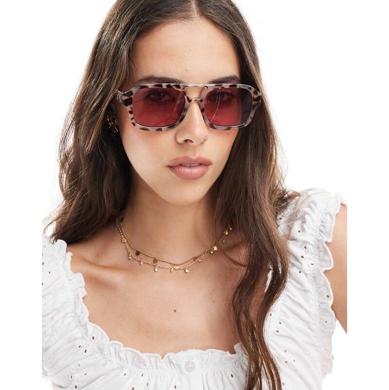 Aire Aquarius aviator sunglasses with pink lens in cookie tort-Brown 106400480