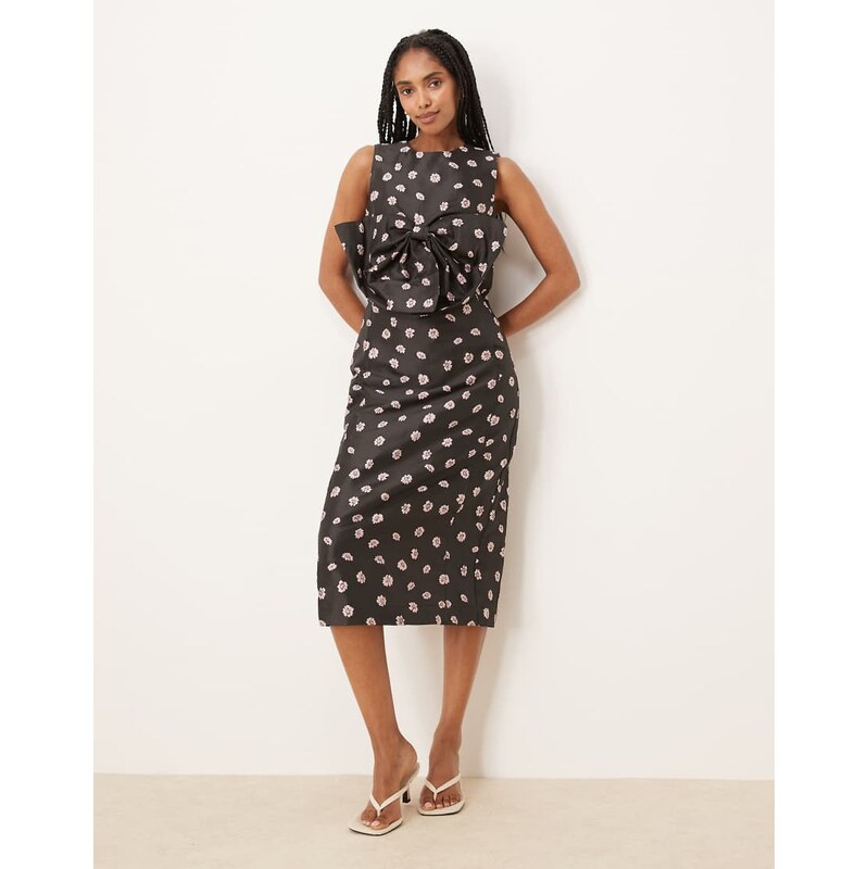 Sister Jane Rose Bells jacquard bow dress in black