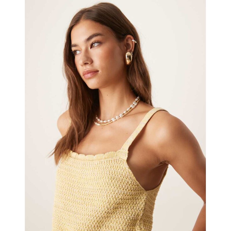 ASOS DESIGN multi ply knitted stitch cami top in yellow 106400695