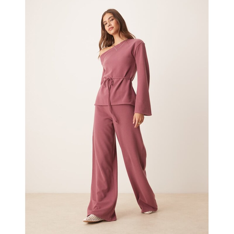 ASOS DESIGN textured trouser co-ord in dark rose 107312826