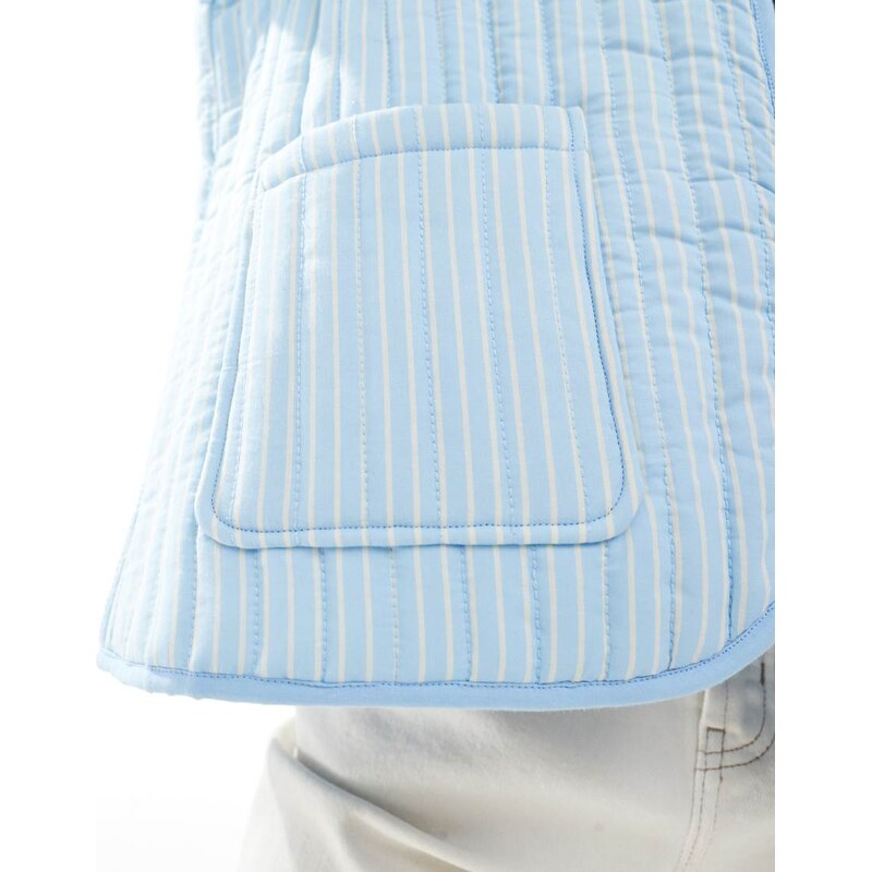 ASOS DESIGN quilted stripe jacket in blue-Multi