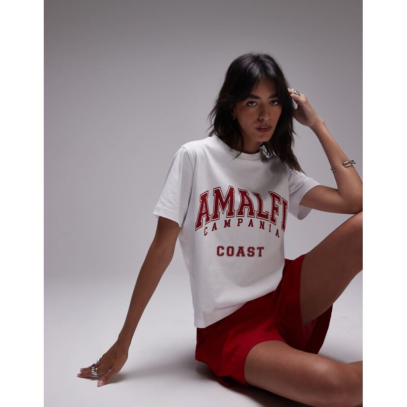Topshop graphic shrunken Amalfi t-shirt in white 106410280