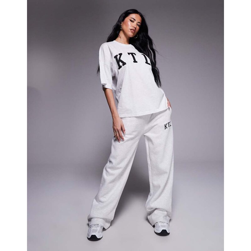 Kaiia cotton blend embroidered KTL logo wide leg joggers co-ord in 106437160
